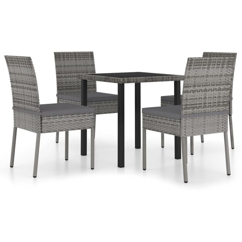 

Juego de comedor para jardín 5 piezas ratán sintético gris - Gris