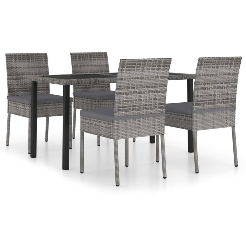 

Juego de comedor para jardín 5 piezas ratán sintético gris - Gris