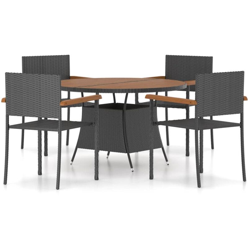 

Juego de comedor para jardín 5 piezas ratán sintético negro - Negro