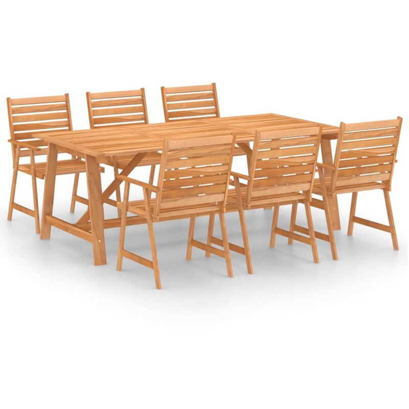 

Juego de comedor para jardín 7 piezas madera maciza de acacia - Marrón