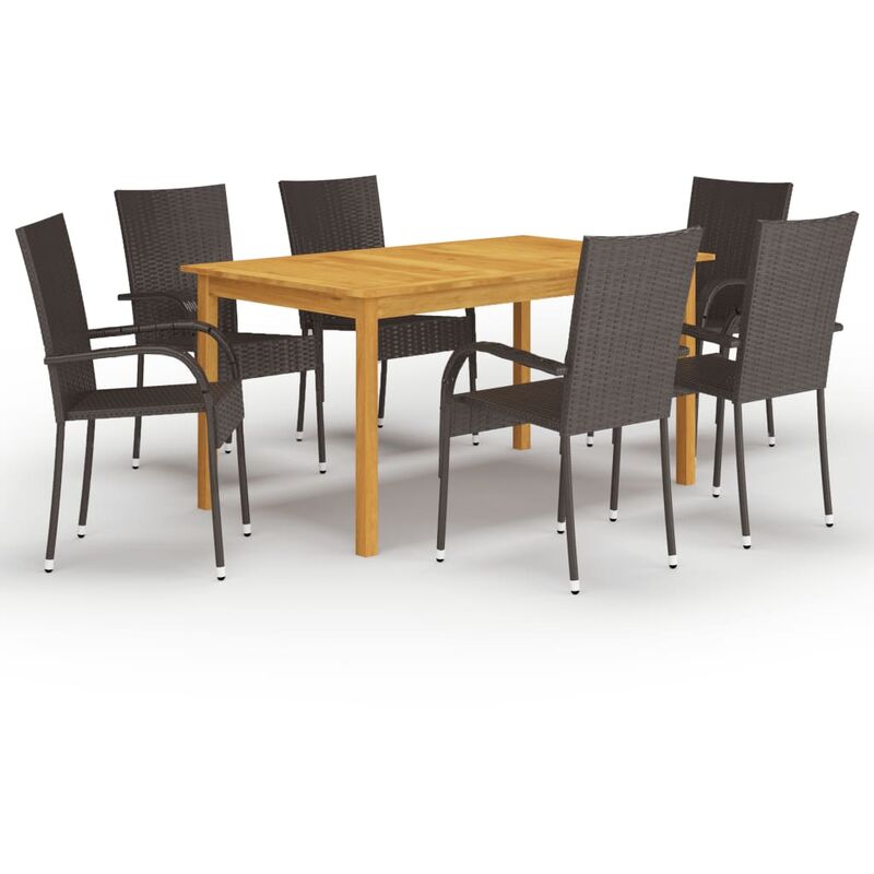 

Youthup - Juego de comedor para jardín 7 piezas marrón - Marrón