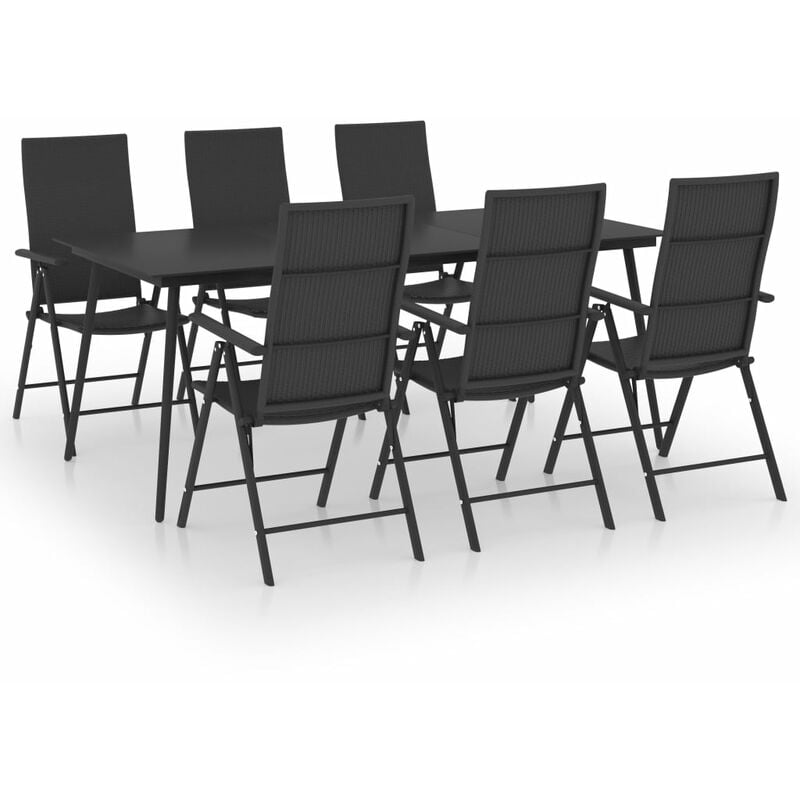 

Juego de comedor para jardín 7 piezas negro - Negro