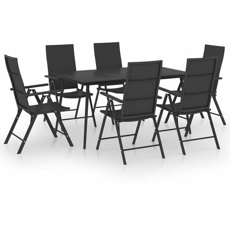 

Youthup - Juego de comedor para jardín 7 piezas negro - Negro