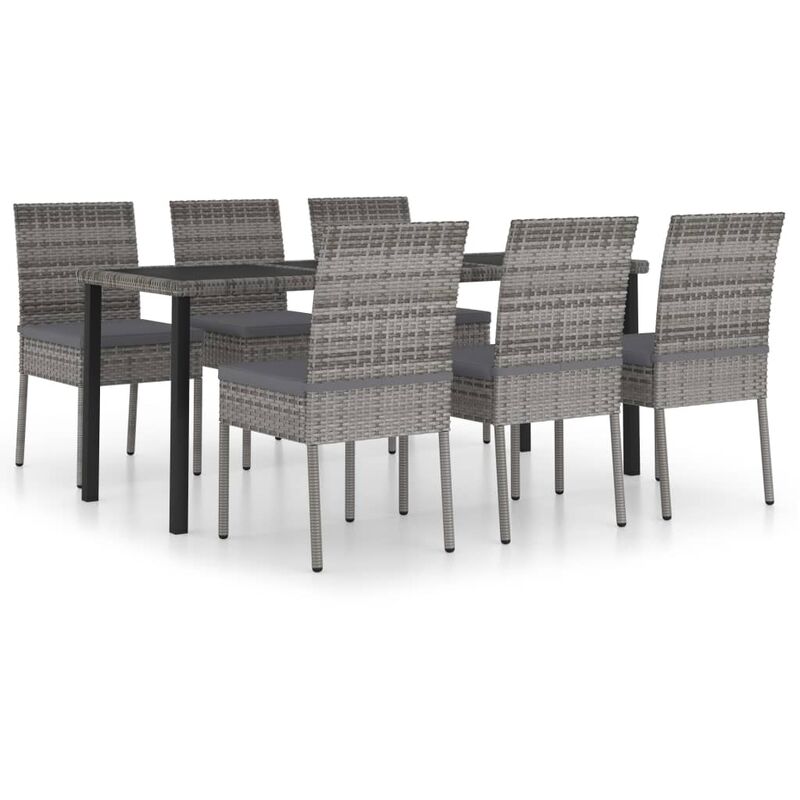 

Juego de comedor para jardín 7 piezas ratán sintético gris - Gris