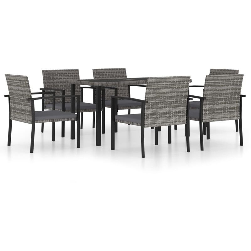 

Youthup - Juego de comedor para jardín 7 piezas ratán sintético gris - Gris