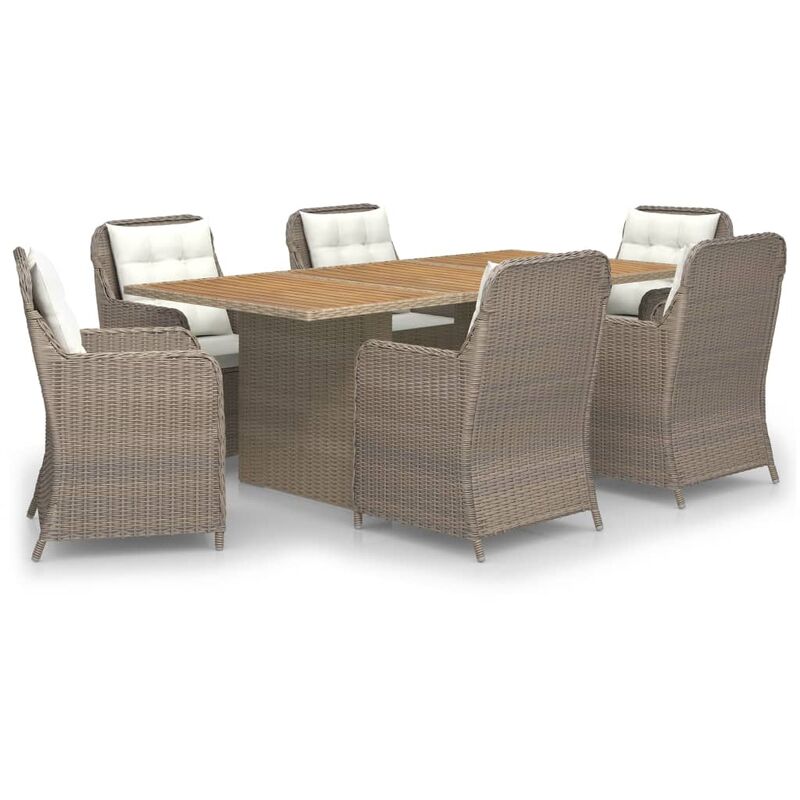 

Juego de comedor para jardín 7 piezas ratán sintético marrón - Marrón