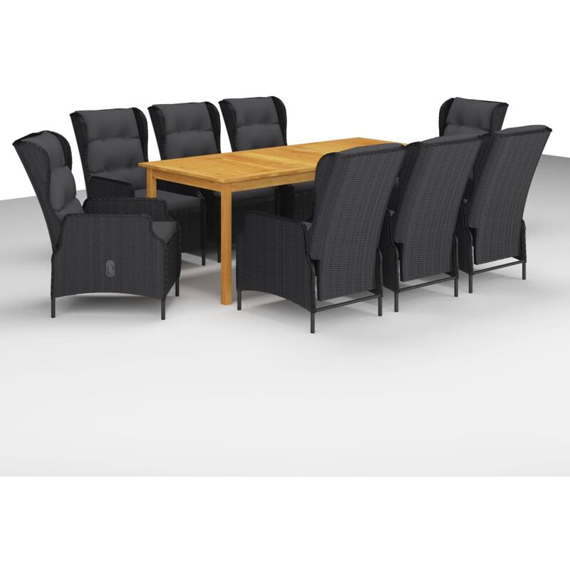 

Youthup - Juego de comedor para jardín 9 piezas gris oscuro - Gris