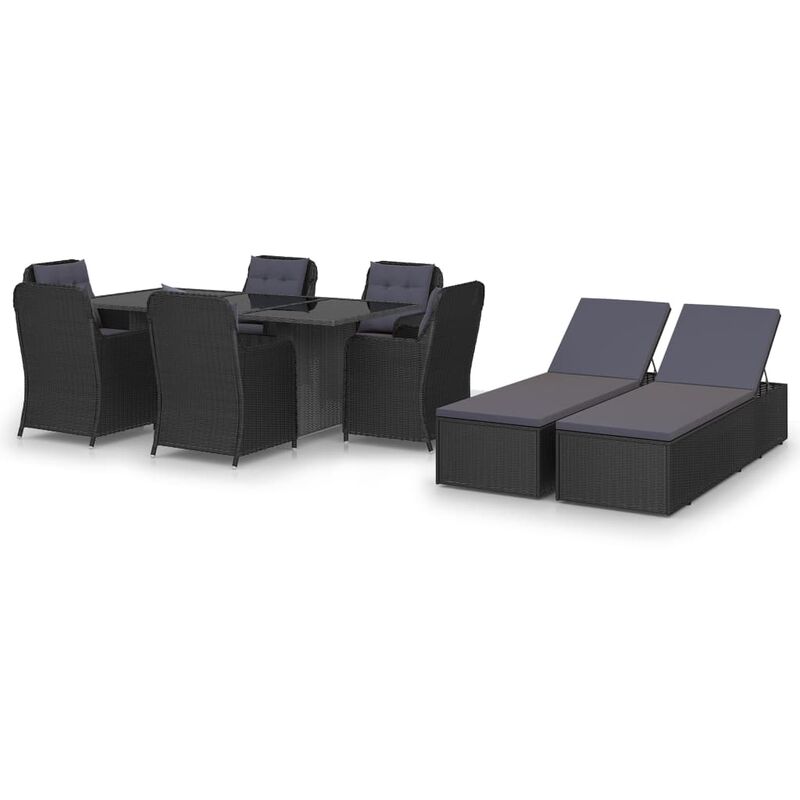 

Youthup - Juego de comedor para jardín 9 piezas ratán sintético negro - Negro