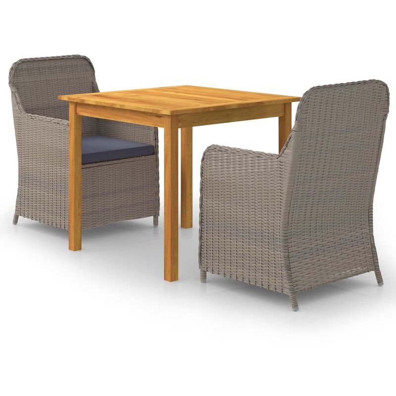 

Juego de comedor para jardín de 3 piezas marrón - Marrón