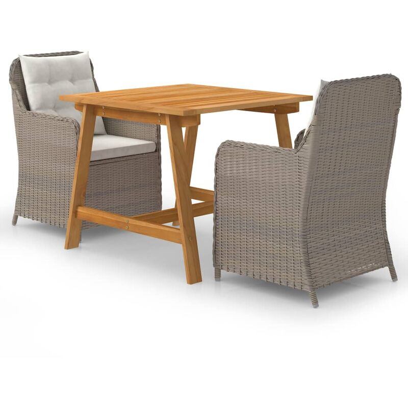 

Juego de comedor para jardín de 3 piezas marrón - Marrón