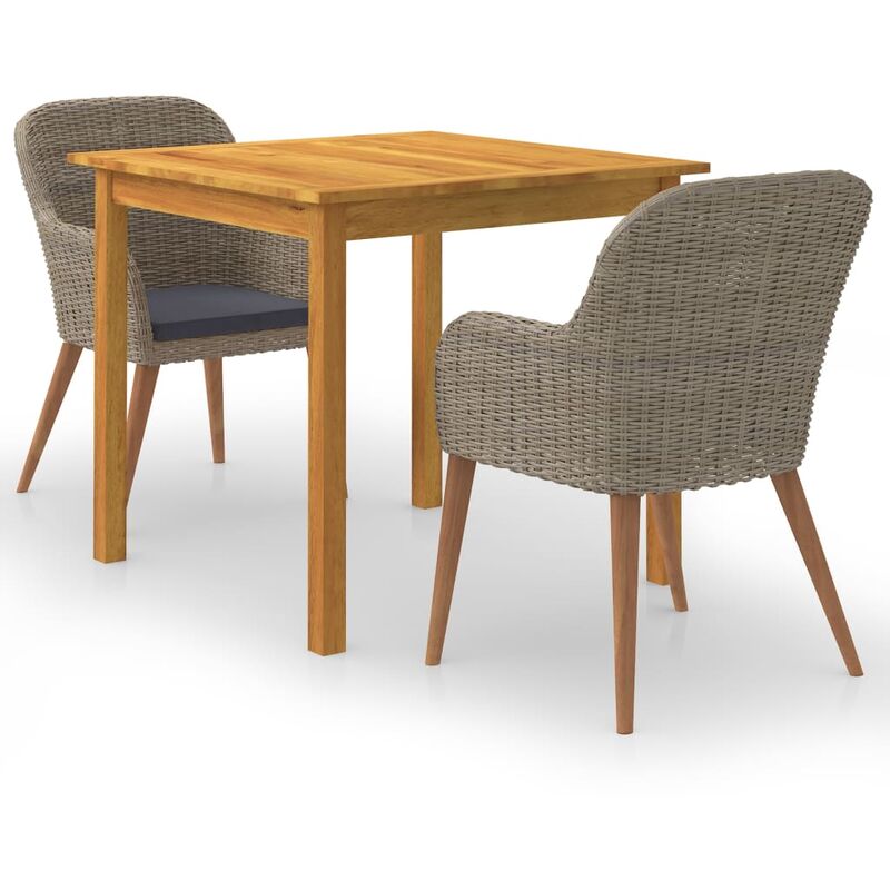 

Juego de comedor para jardín de 3 piezas marrón - Marrón