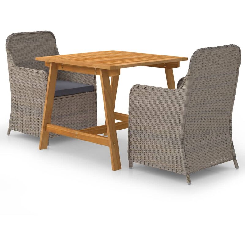 

Juego de comedor para jardín de 3 piezas marrón - Marrón