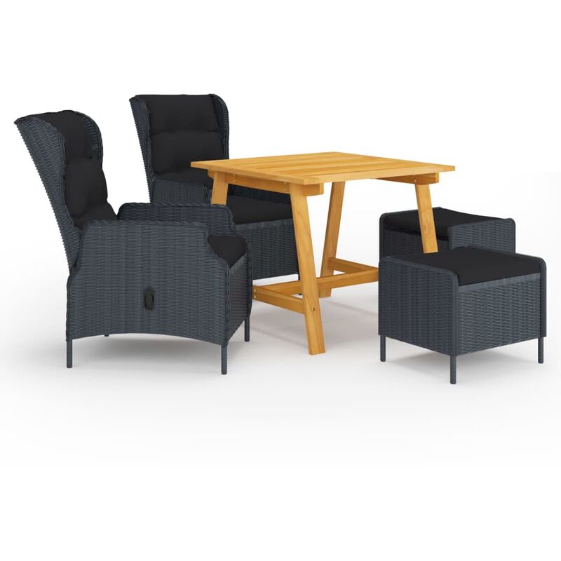 

Youthup - Juego de comedor para jardín de 5 piezas gris oscuro - Gris