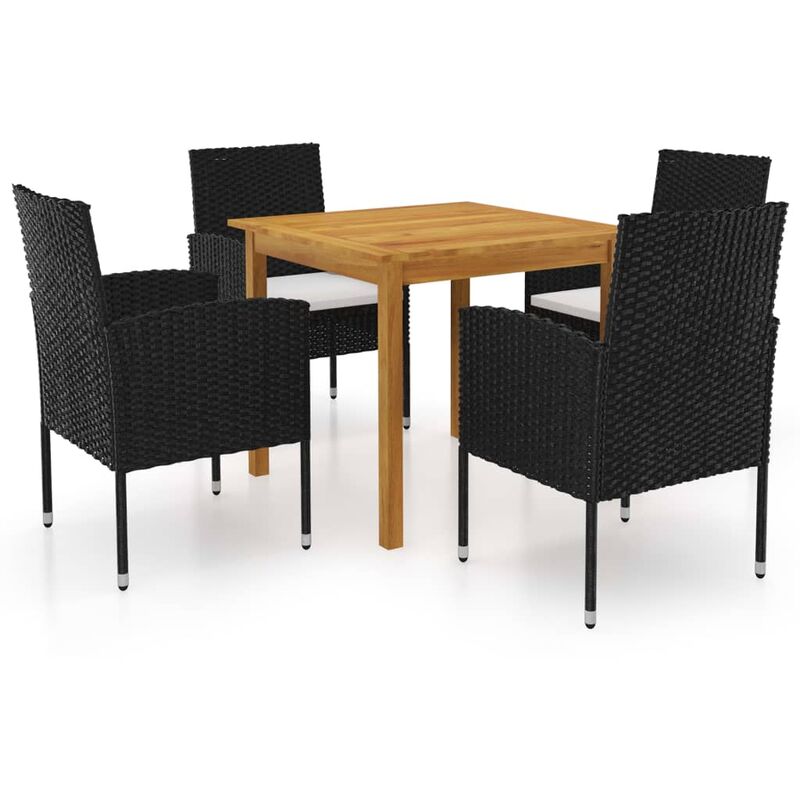 

Youthup - Juego de comedor para jardín de 5 piezas negro - Negro