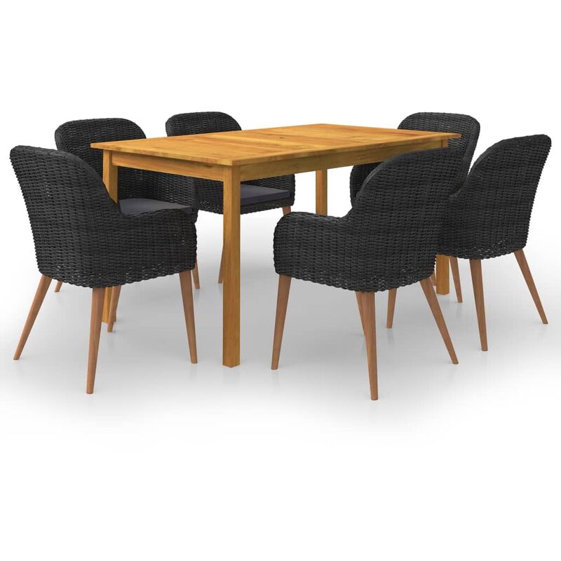 

Youthup - Juego de comedor para jardín de 7 piezas negro - Negro