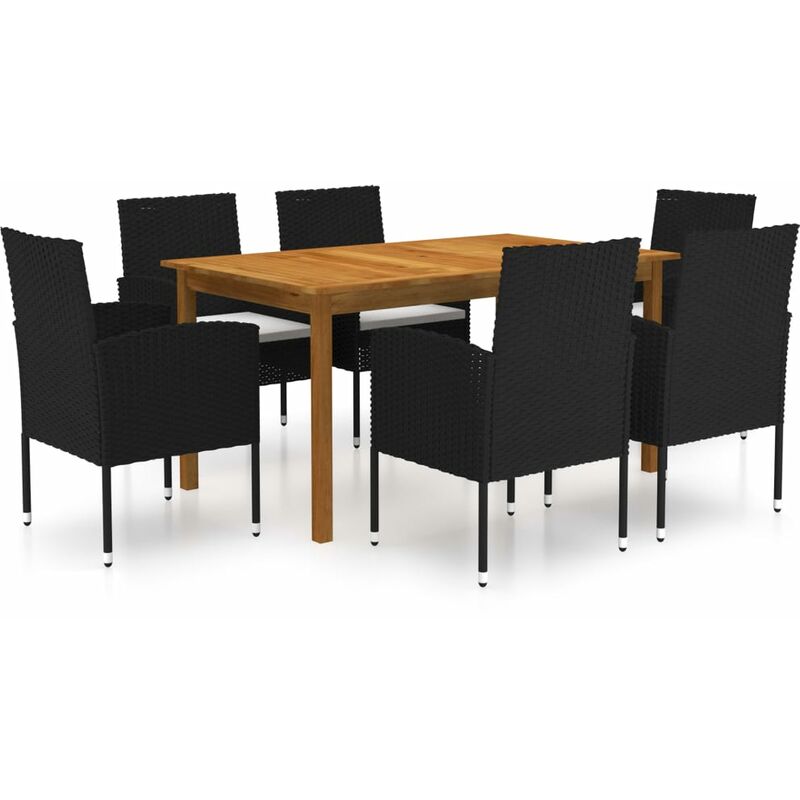 

Juego de comedor para jardín de 7 piezas negro - Negro