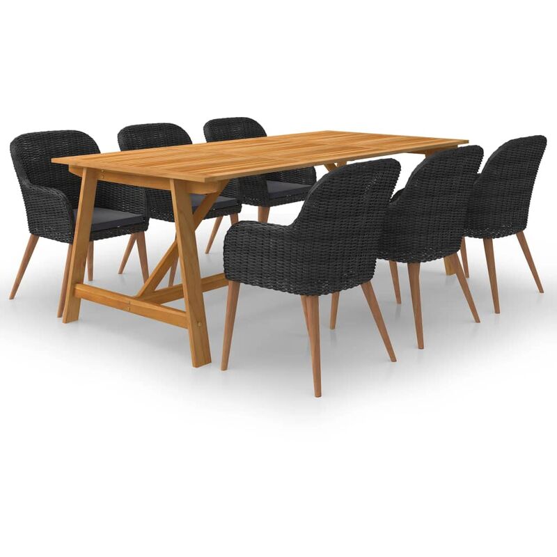 

Juego de comedor para jardín de 7 piezas negro - Negro