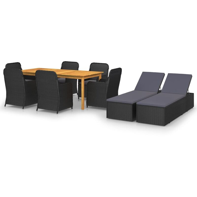 

Youthup - Juego de comedor para jardín de 9 piezas negro - Negro