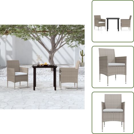 Juego de comedor - vidaXL Juego de comedor de jardín 3 piezas con cojines beige y negro - Comedor exterior