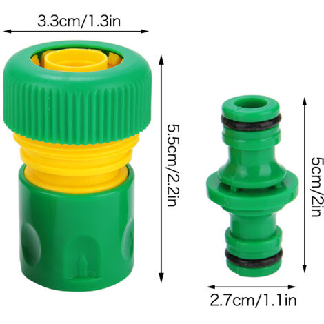 Juego de conexiones para mangueras de 1/2" con 3 acoplamientos rápidos para riego de jardín.
