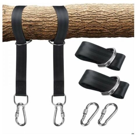 Juego de correas para columpio de árbol con dos mosquetones de acero inoxidable, adecuado para ganchos de neumáticos, porche, columpios al aire libre y columpios para niños.