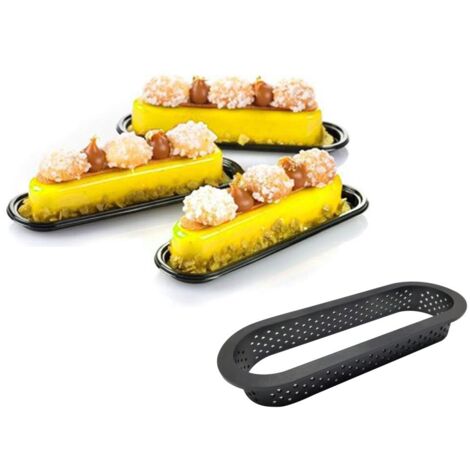 Juego de cortadores de pastel perforados, 8 piezas, ovalados, forma de pastel perforada, anillo de mousse, cortador de masa antiadherente para decoración de pasteles