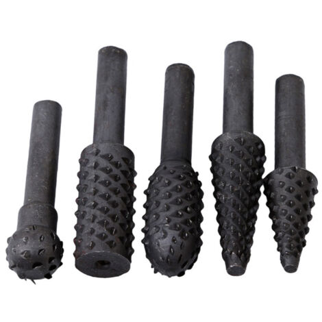 Juego de cortadores rotativos PCS, lima para tallar madera y plástico, broca para madera, cincel de vástago redondo de 6,35 mm (1/4 de pulgada), cabezal de pulido y lijado con relieve para trabajos de