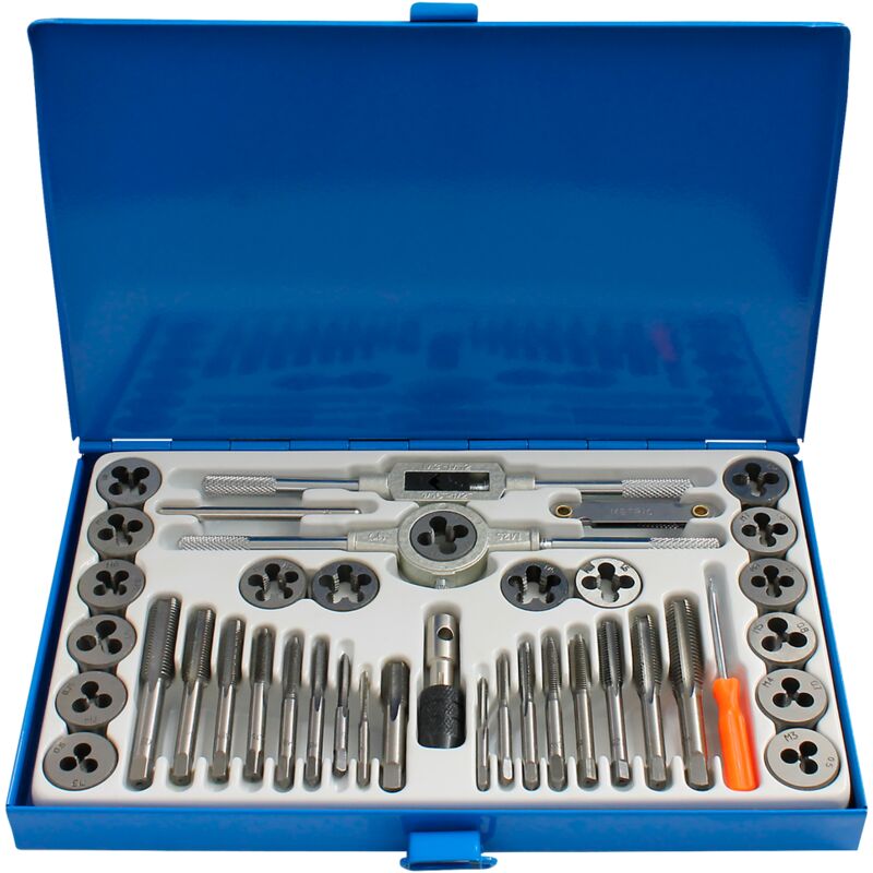 

Juego de corte de roscas 40 piezas, métrico M3 a M12, acero al tungsteno, calidad industrial