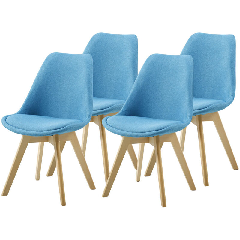 Juego de cuatro sillas escandinavas bims azules - Azul