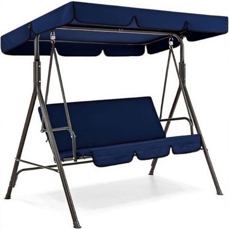 Juego de cubierta superior de repuesto para toldo de columpio de patio, cojines de repuesto para toldo de columpio de exterior, parasol impermeable para hamaca, color azul, 56x47x7 pulgadas.