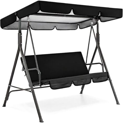 Juego de cubierta superior de repuesto para toldo de columpio de patio, cojines de repuesto para toldo de columpio de exterior, parasol impermeable para hamaca, color negro, 56x47x7 pulgadas.