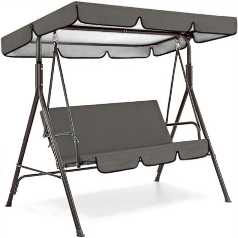 Juego de cubierta superior de repuesto para toldo de columpio de patio, cojines de repuesto para toldo de columpio de exterior, parasol impermeable para hamaca, gris, 98x73x7 pulgadas