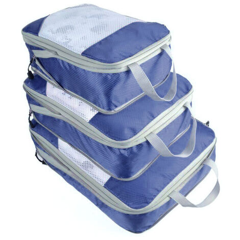 Juego de cubos de embalaje, organizador de equipaje de viaje, bolsas de compresión para maleta, 3 unidades,dark blue