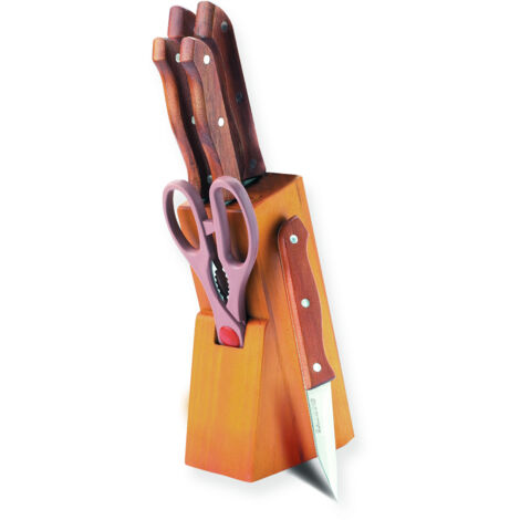 Juego de cuchillos, 7 piezas en bloque con soporte MAESTRO MR-1401