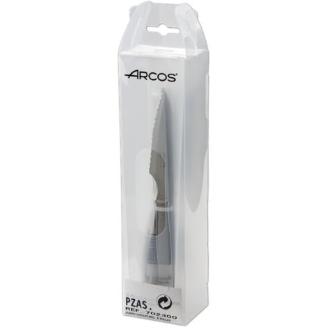 Juego de Cuchillos Chuleteros  Arcos de Mesa 702300 monoblock de una pieza de acero inoxidable, hoja de 11 cm en estuche 6 piezas
