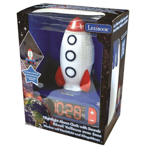 Juego de despertar Lexibook Reloj despertador digital con luz nocturna Space Cohete 3D