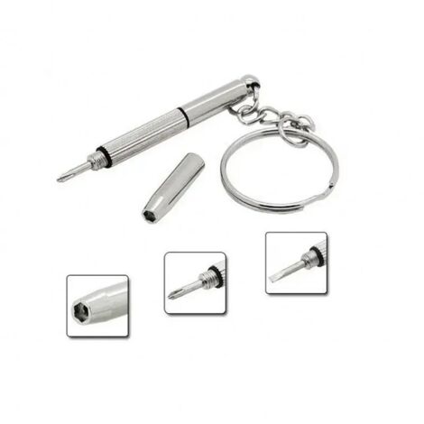 Juego de destornilladores 3 en 1 de acero inoxidable con llavero para reparación de gafas, lentes de sol y relojes. Práctico destornillador multifuncional (1 pieza).