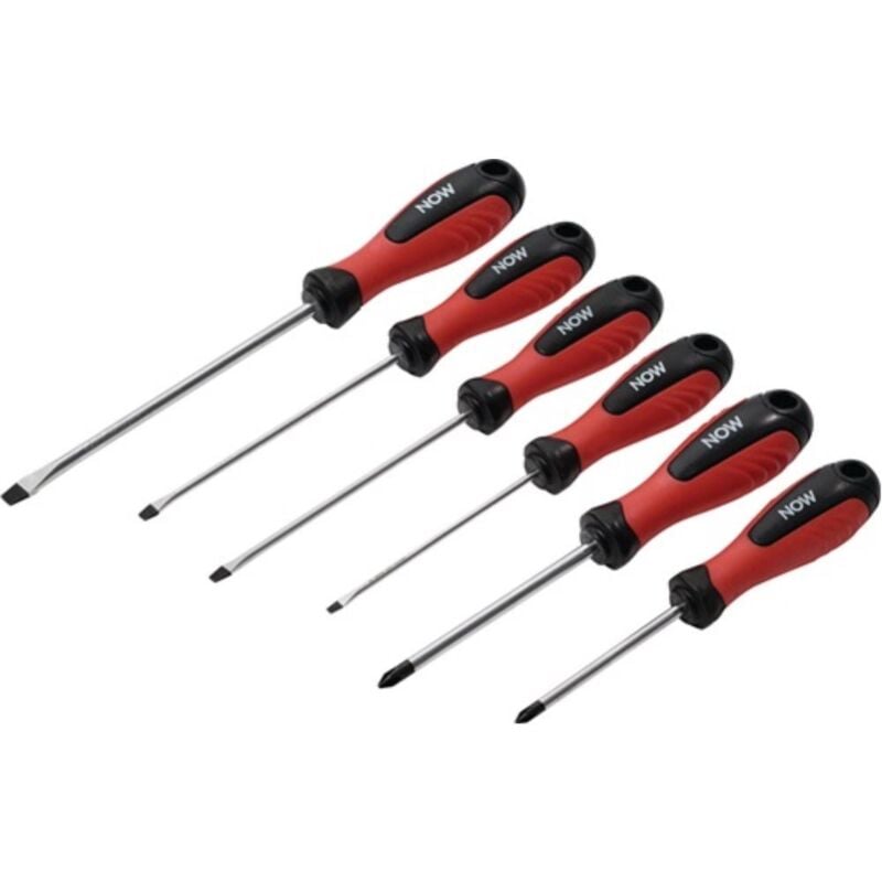 

Juego de destornilladores, 6 piezas, mango ranurado / PH 2K, mango redondo AHORA