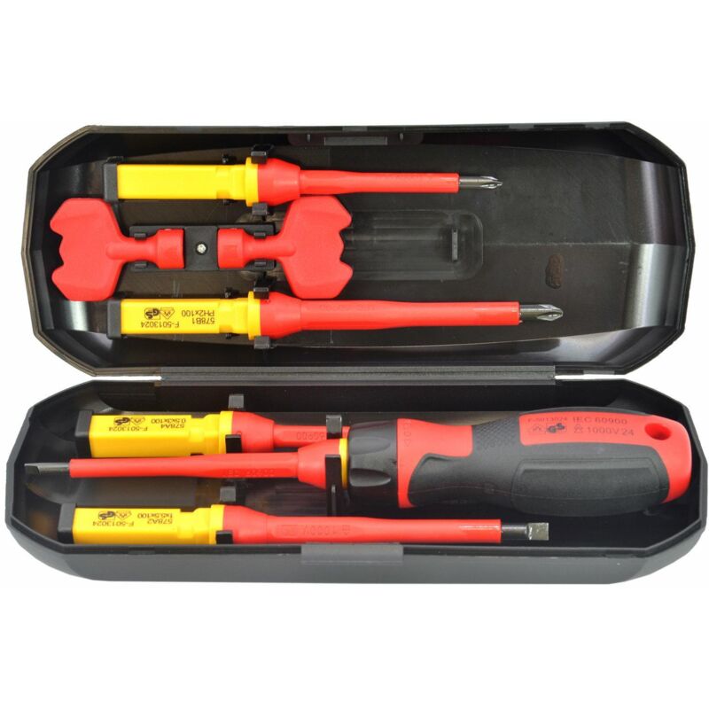Juego De Destornilladores Aislados Vde Awtools 1000v S2/8 Piezas.