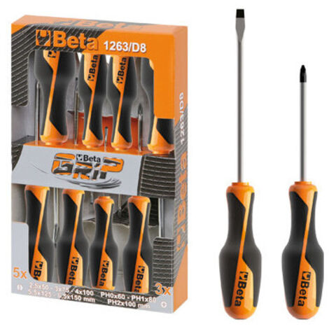 Juego de destornilladores Beta 1263/D8 – 8 piezas – hojas de 50-125 mm – Beta