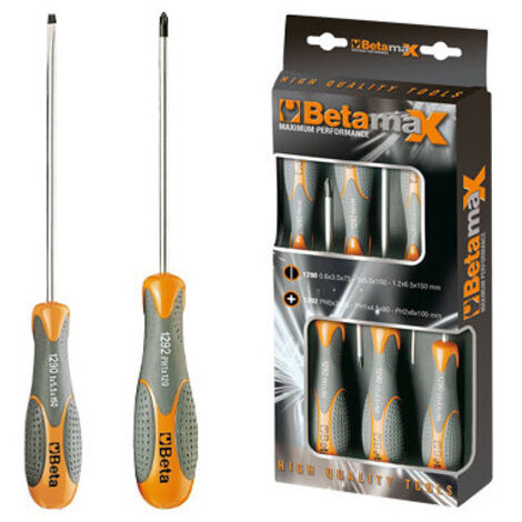 Juego de destornilladores Beta Max 6 piezas serie 1293/D6 – hojas 75-150 mm – Beta
