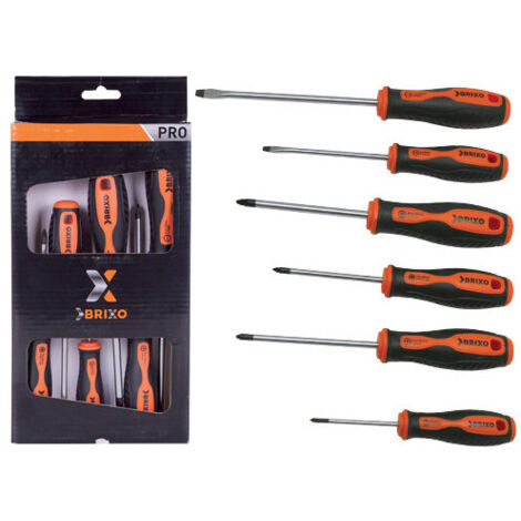 Juego de destornilladores Brixo Work de 6 piezas – Cromo vanadio con mango ergonómico magnético