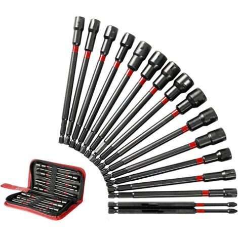 Juego de destornilladores de 16 piezas para entusiastas y profesionales de destornilladores de vástago largo: 1/4", 5/16", 3/8", 7/16"