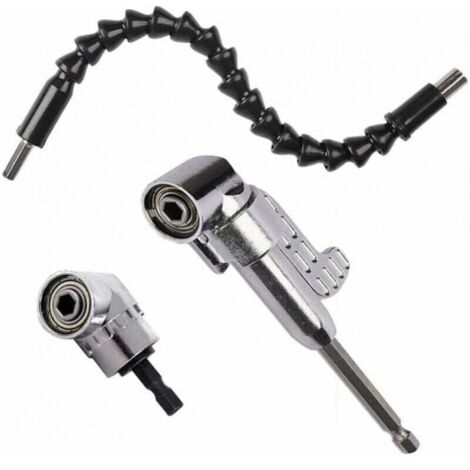 Juego de destornilladores de 30 cm con eje flexible, cambio rápido de 105 grados, vástago hexagonal de 6 mm, accionamiento de 1/4 de pulgada, accesorios para taladros eléctricos