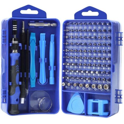 Juego de destornilladores de precisión magnéticos 117 en 1, minidestornilladores portátiles, herramientas de reparación para desmontar portátiles, smartphones, relojes, gafas y ordenadores (azul)