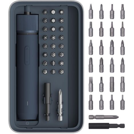 Juego de destornilladores eléctricos, destornillador eléctrico con 3 ajustes de torque, luz LED circular, destornillador, 26 puntas de acero S2, batería de 1500 mAh, carga USB-C, estuche de almacenami