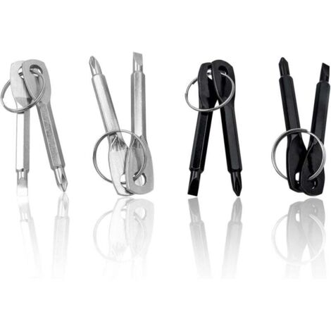 Juego de destornilladores multifunción KZQ de 4 piezas, llavero portátil, mini destornillador para complemento EDC, destornillador Phillips pequeño único, llavero para hombres