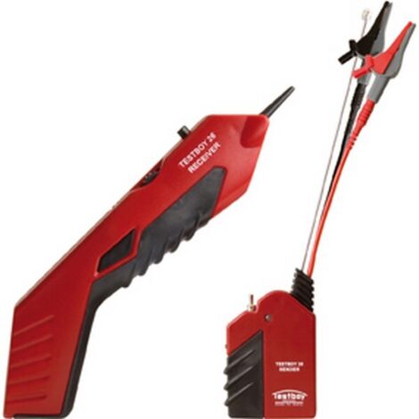 Juego de detectors de hilo eléctrico Testboy 26, dimensiones receptor : 230 x 55 x 23 mm, dimensiones emisor 55 x 57 x 23 mm