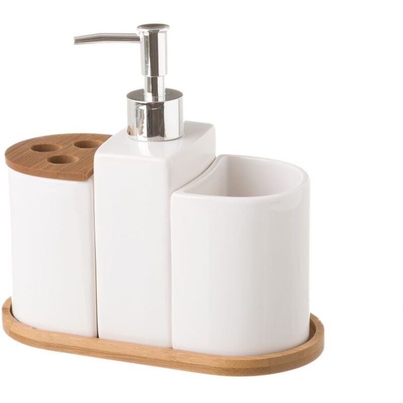 

Juego de dispensador y portacepillos de baño de cerámica nórdico blanco
