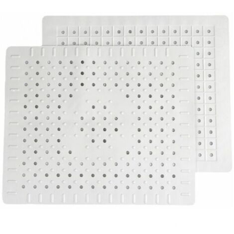 Juego de dos alfombrillas blancas de goma antideslizantes para fregadero, fáciles de limpiar y recortables.